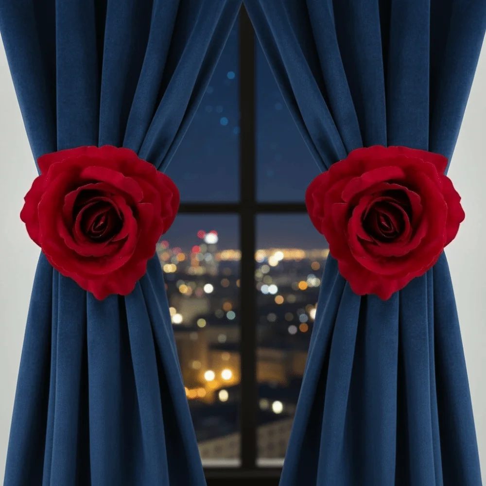Creative Romantic Rose Curtain Clips Exquisite Realistic Window Screen Fastener Clip Decorative Curtain Tape Living Room