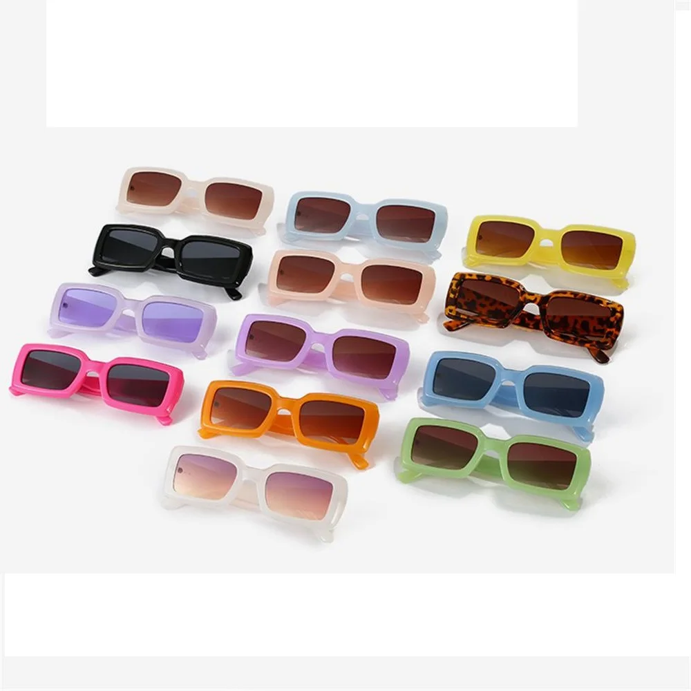 Retro Small Ins Popular Fashion Rectangle Sunglasses Women Retro Jelly Color Eyewear Shades UV400 Men Square Cycling Sun Glasses