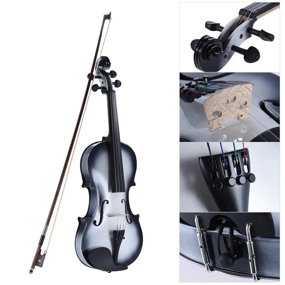 1/4 Size Acoustic Violin Fiddle Maple Wood Top & Back Acoustic Fiddle With Case Bridge Tailpiece Brazilwood Bow KIT