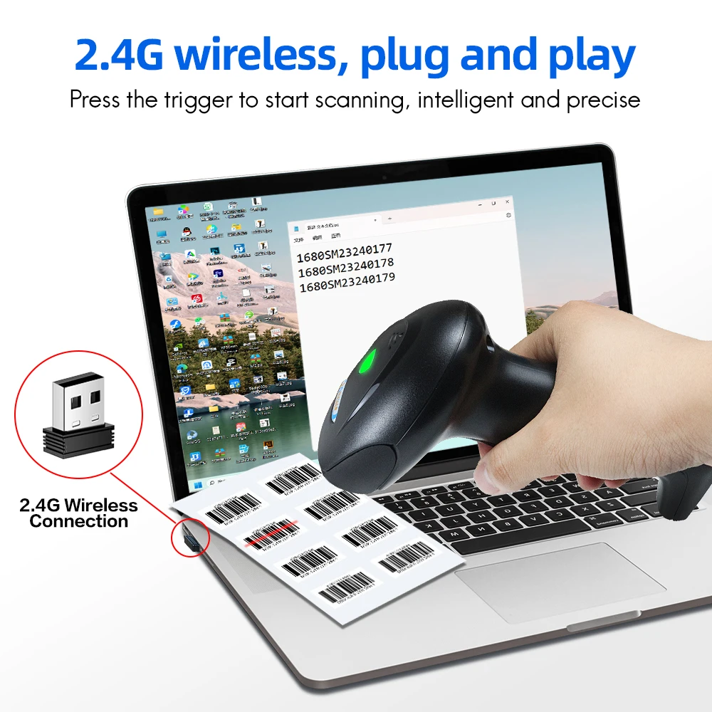 CHIYI VS210 Handheld Wirelress Barcode Scanner AND VS220 Bluetooth 1D/2D QR Bar Code Reader PDF417 for IOS Android IPAD