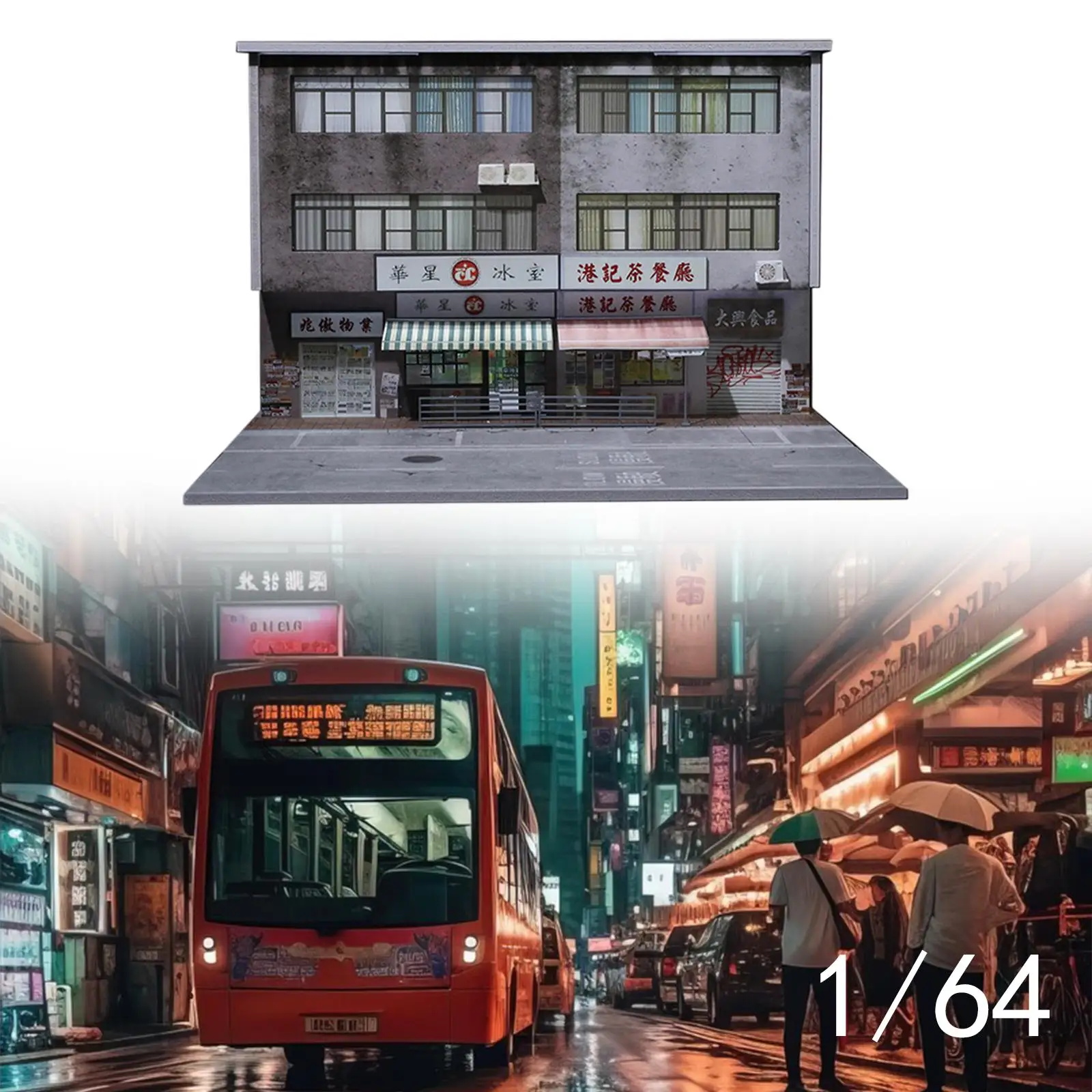 

1:64 Scale Diecast Vehicle Model Display Case with Lights Scenery Show Case