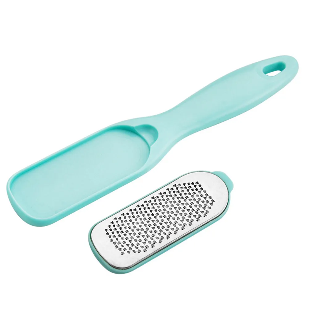 1Pcs Double Sided Foot File Stainless Steel Callus Remover Non Slip Handle Waterproof Pedicure File Dead Skin Remover Sky Blue
