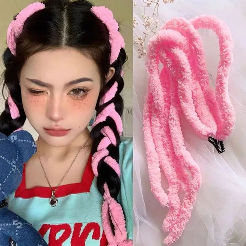 2pcs Colorful Braids Hair Band Rope Dirty Braid Handmade Braided Hair Embellished Reusable Wig Braids