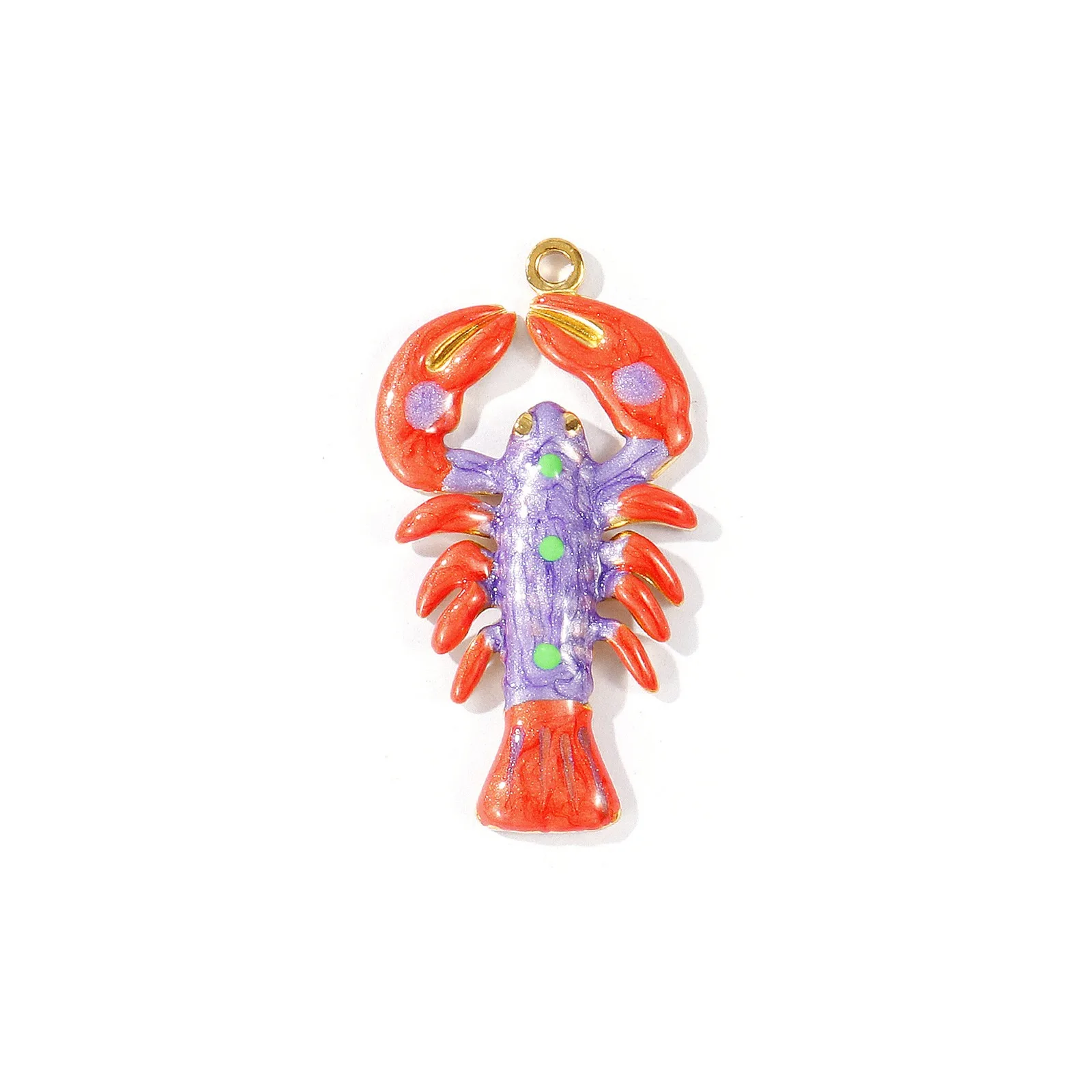 2 Stück Edelstahl-Hummel-Anhänger, 18 Karat vergoldet, mehrfarbige Emaille, perlmuttartige Charms für DIY-Halsketten-Schmuckherstellung – Detail 2