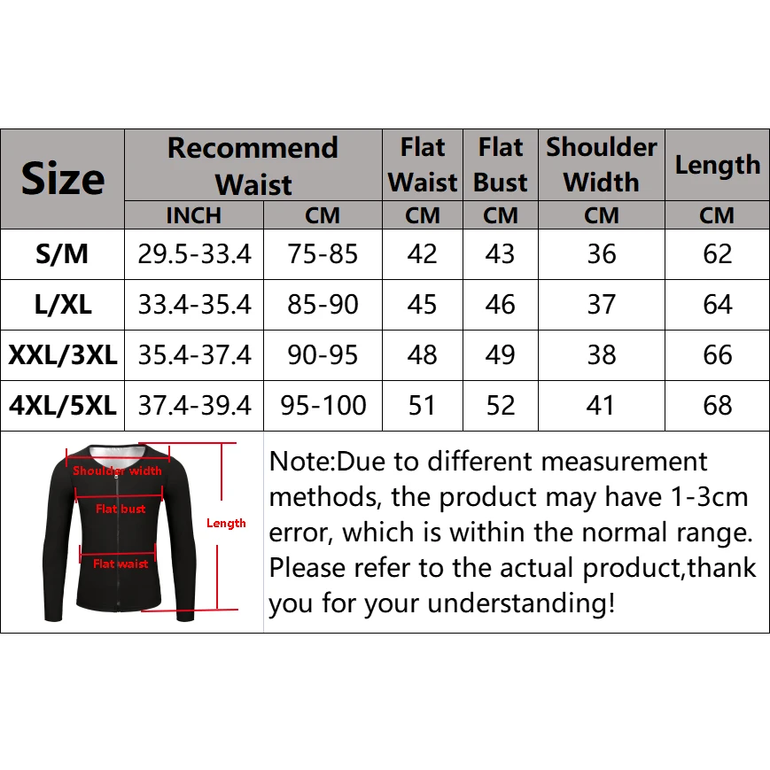 Men Long Sleeves Sauna Sweat Shirts Waist Trainer Shapewear Zipper Tops Thermo Slimming Workout Weight Loss Suits Shaper