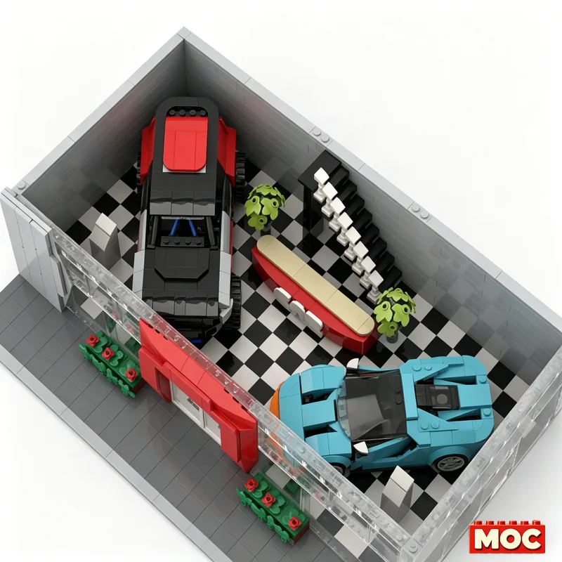 NEW 2015Pcs Modular Car Show Display For 3 Speed Champions Models Custom Building Blocks Modern Car Showroom Model Toy Xmas Gift