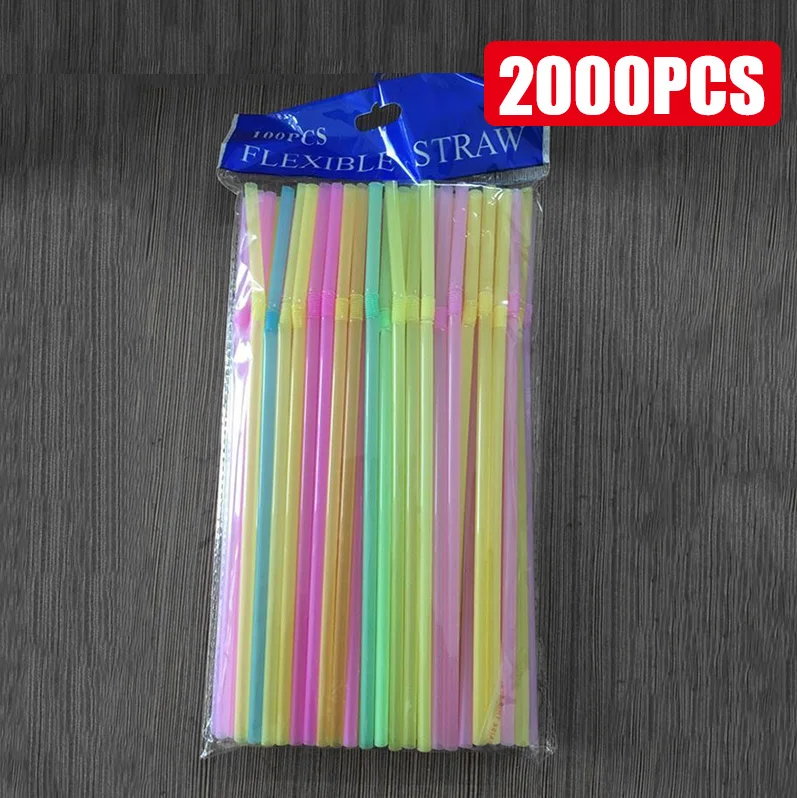 50-3000PCS Veelkleurige Rietjes Rietjes Melk Thee Bar Party Bruiloft Keuken Woonaccessoires Drank Zwart Stro Groothandel