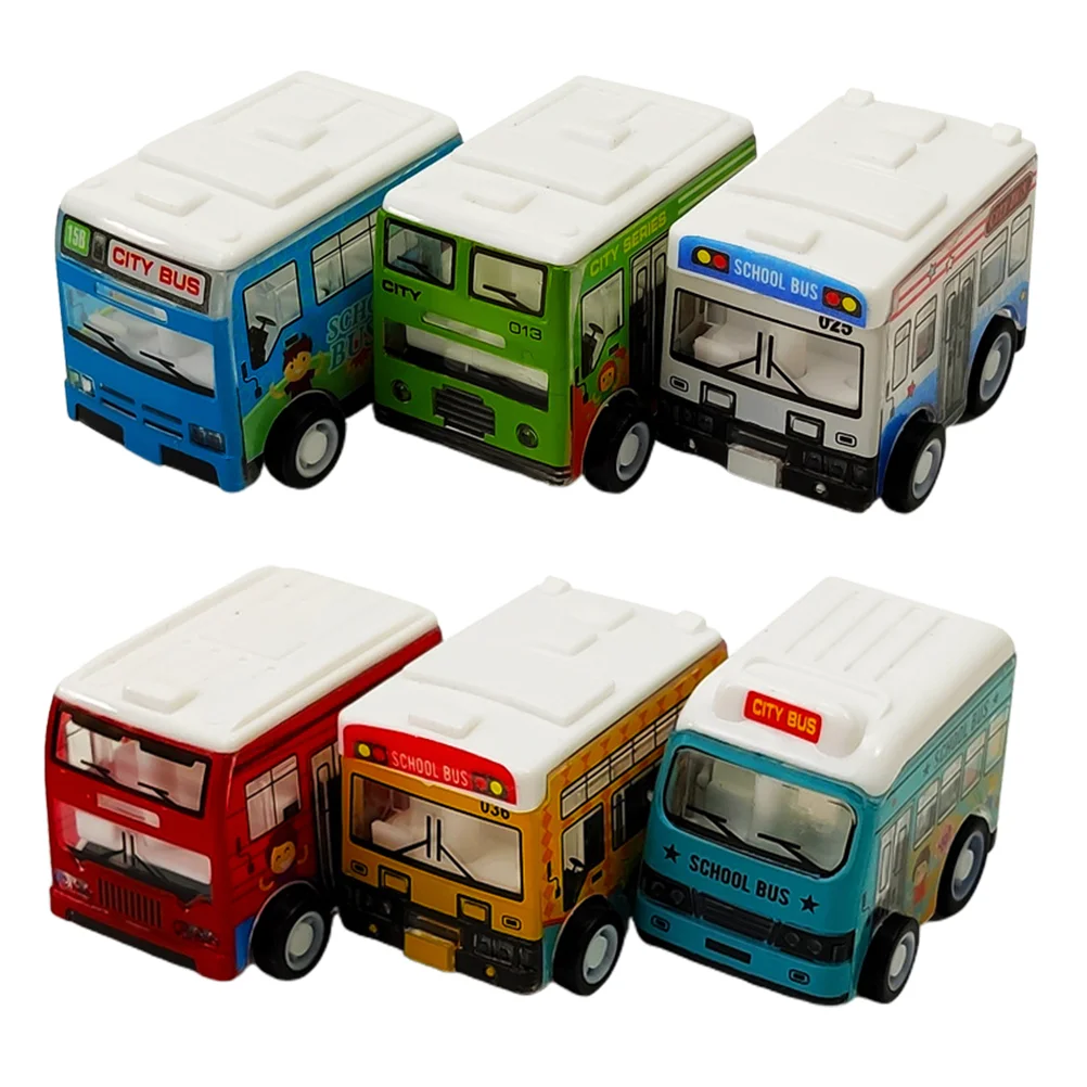 

6 Pcs Mini School Bus Pull-Back Toy Early Learning Puzzle Educational Baby Accessories Infant