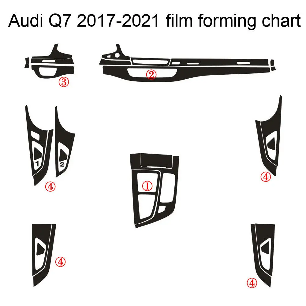 For Audi Q7 4M 2017-2019 5D Carbon Fiber Pattern Interior DIY Trim Decals