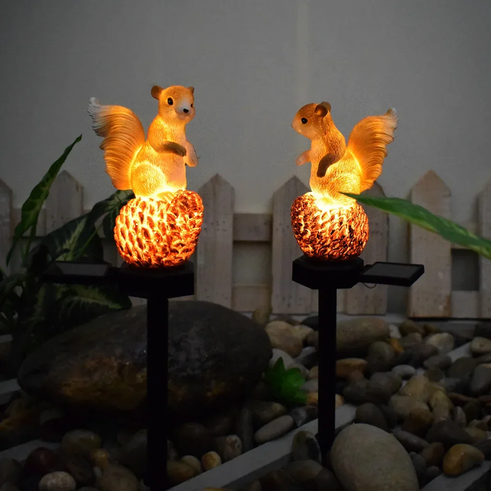 Solar Garden Lawn Light Resin Squirrel Ground Light Waterproof Outdoor Garden Landscape Spotlight LED Light Lighting Decoration