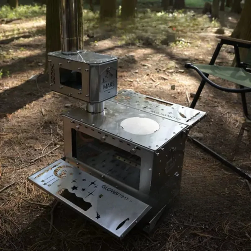 

Keep Warm Wood-burning Stove Portable Safe Cookable Tent Stove Convenient Chimney Multifunctional Camp Cooking Supplies