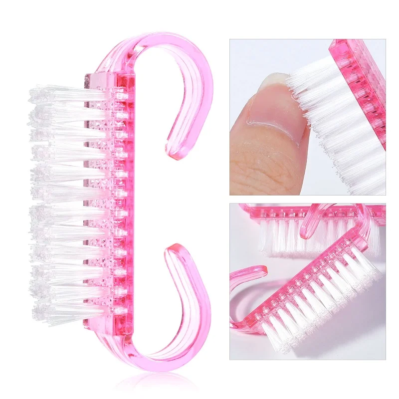 1 pc limpeza escova de unhas ferramentas colorido plástico poeira limpador escovas arte do prego manicure pedicure pó removedor macio