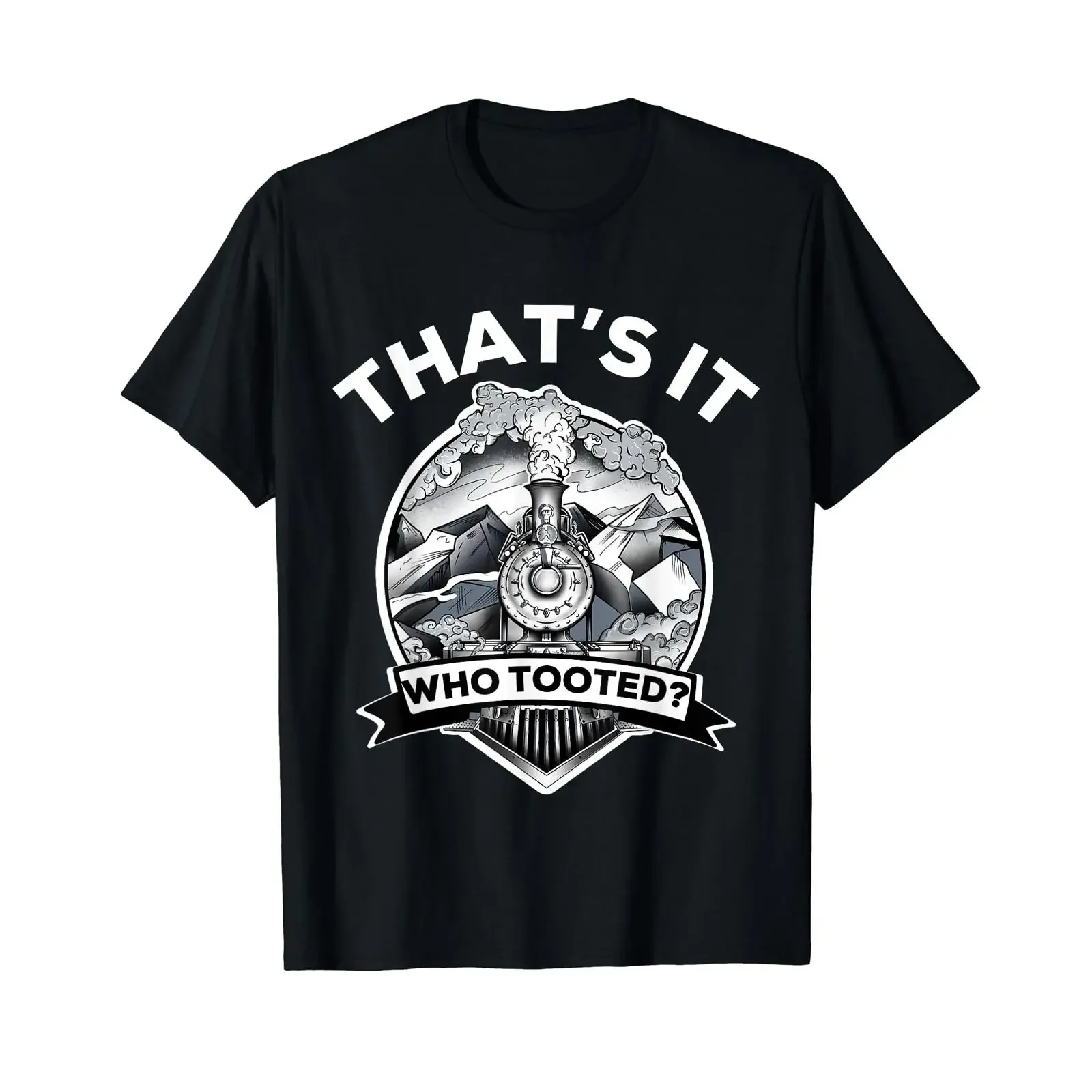 Wer hat den Zug für Jungen geblasen? T-Shirt für Eisenbahnfans, Modellbahn, Vintage-Look, gewaschen, Herrenmode, Designerkleidung, atmungsaktiv.