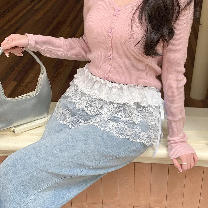 

Korean Lace Women's Skirt Dongdaemun Lace-up Mesh Panty Liner Cute Girl Jeans Accessories Available Cute And Sexy Black Skirt