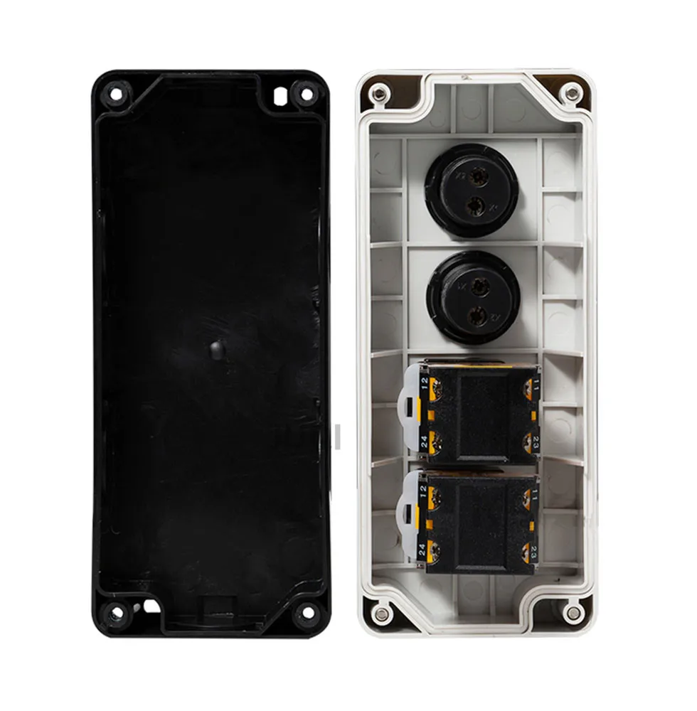 صندوق التحكم في مفتاح الزر، زر البلاستيك المحمول باليد، زر البداية الذاتي، صندوق مقاوم للماء، مفتاح إيقاف الطوارئ الصناعي الكهربائي