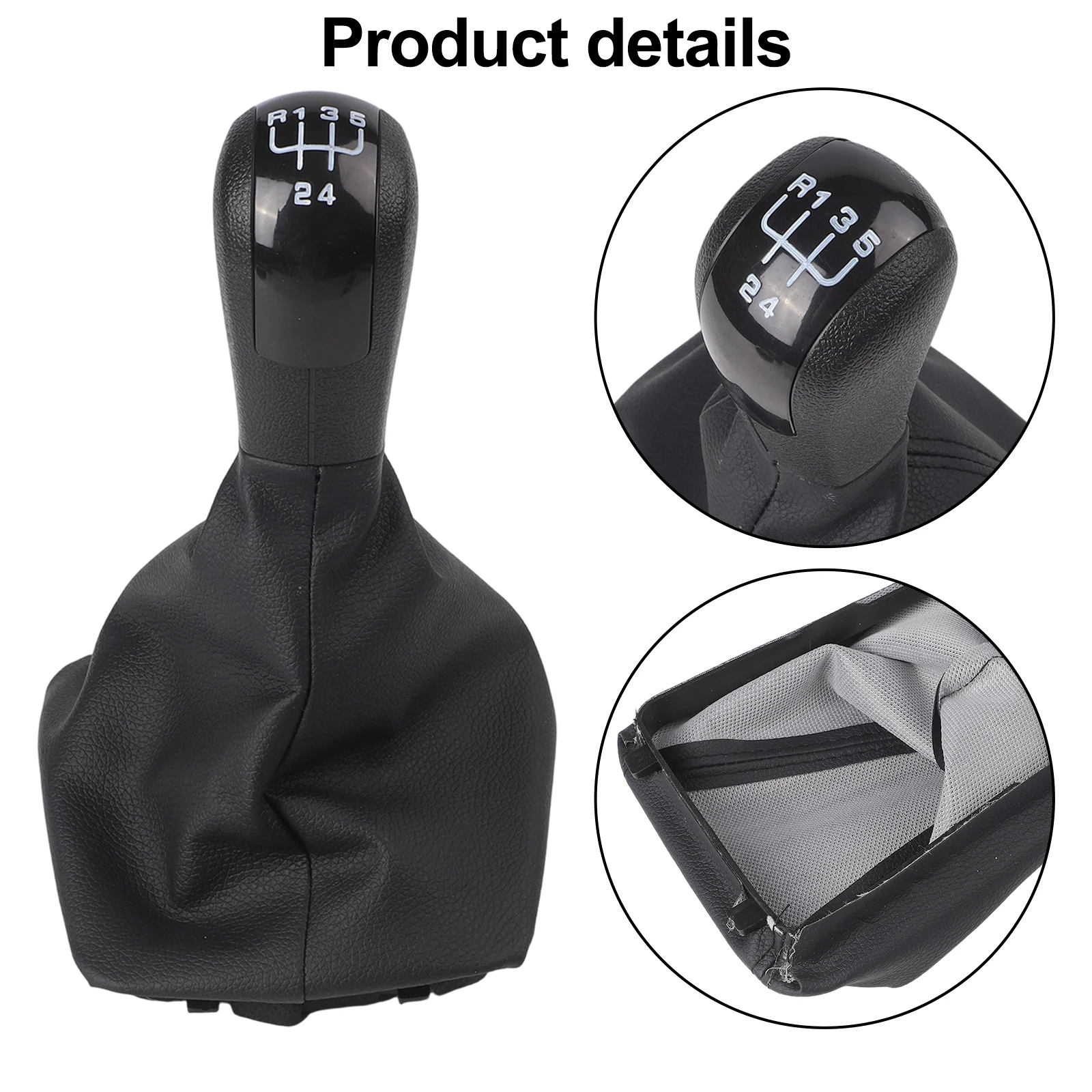 

As Picture Shows Gear Lever Shift Knob Gear Lever With Leather Boot 5 Speed Shift Knob Plastic And Leather Material