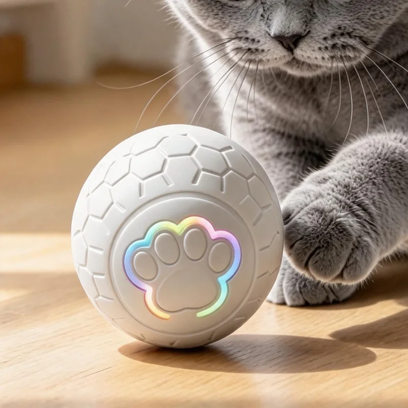 Smart Dog Toy Ball Electronic Pet Toy Ball Automatic Bouncing Rolling with RGB Light Indoor Play Toy Help Relieve Boredom Kitten