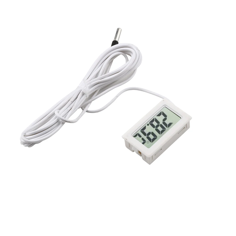 FY-10 LCD Digital Thermometer 3M Temperature Sensor Probe Indoor Outdoor Aquarium Water Temperature Tester Test Monitor White