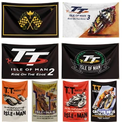 FLAGDOM 90X150CM 3X5FT Isle Of Man TT Flag Polyester Printed Motorcycle Banner For Decor