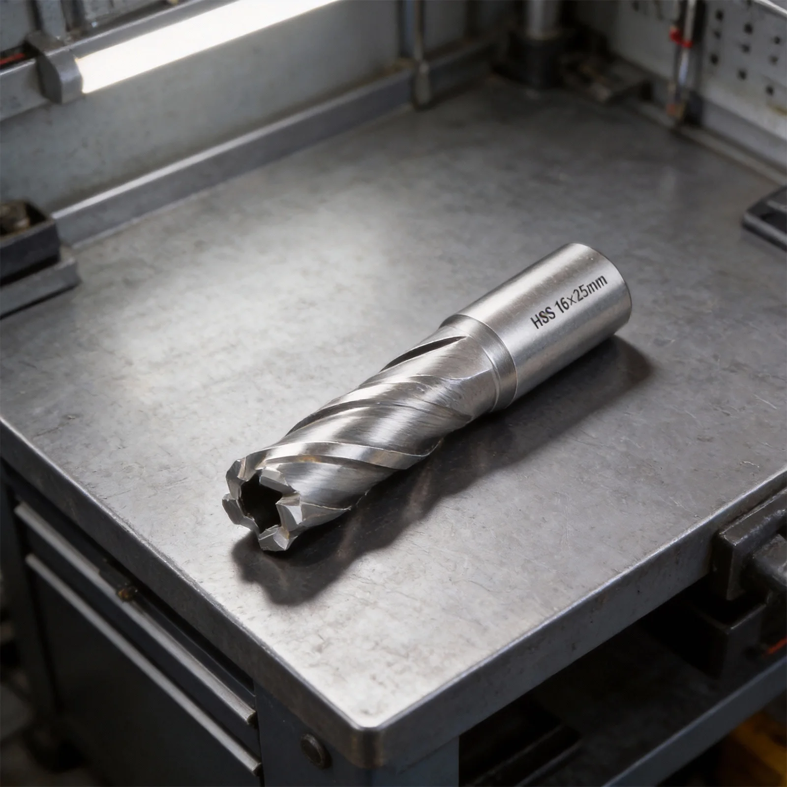Silver Annular Cutter for Compatibility with 3/4 in Shank Magnetic Drill Press using HSS Metal Core Drill Bit 1242mm