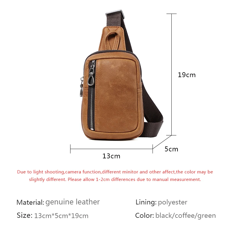 Mini Mens Shoulder Bag Genuine Leather Men Chest Bag Man Sling Crossbody Bag for Male 2022 Small Messenger Travel Phone Bag Pack