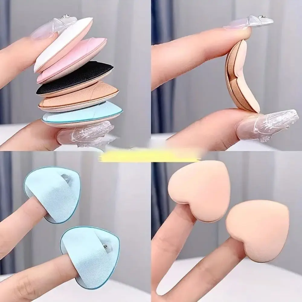 10pcs New Heart-shaped Finger Air Cushion Super Soft Lightweight Cosmetic Pad Sponge Powder Puff Set