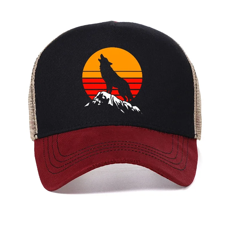 Four Seasons Trucker Cap Men Women Snapback Hip Hop Baseball Cap sunset Wolf Adjustable Visor Hat Mesh Breathable Hats
