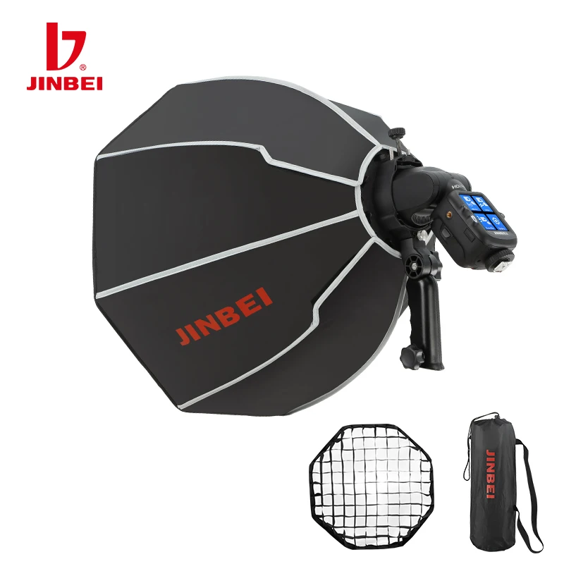 JINBEI KM-50 Softbox with Grid Quick Release Portabe Outdoor Photography Studio Soft Box for HD2MAX Hi900 Hi460 HD1 H1 Speedlite