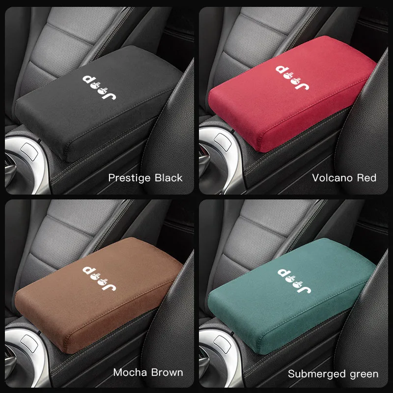 Car Suede Armrest Mat Arm Rest Box Cushion Protection Decoration Pad For Jeep Grand Cherokee Wrangler JK Gladiator Compass