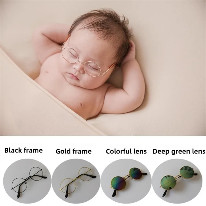 

1 шт./безопасные очки для младенцев с коробкой-круглый акриловый реквизит для фотографий на возраст 0-6 месяцев, съемка новорожденных и Рождество, Хэллоуин