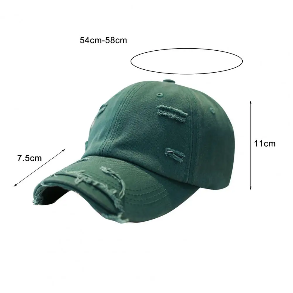 Baseball Hat Skin-touch Ripped Holes Tassel Unisex Baseball Hat Sunscreen Adjustable Bucket Unisex Cap Fashion Accessories