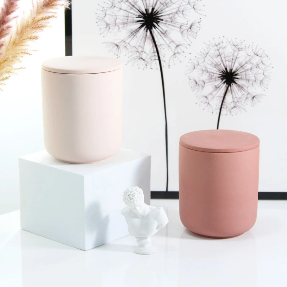 Cylinder Ceramic Candle Jar Candle Container Candlestick Candle Making Scented Decor Meditation Supplies Multi Tea Cup DIY Gift
