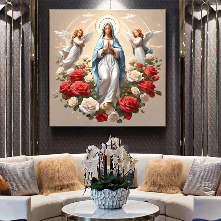 DIY Diamond Painting Religious Virgin Angel Full Square Round Diamond Embroidery Cross Stitch Mosaic Handmade Gift