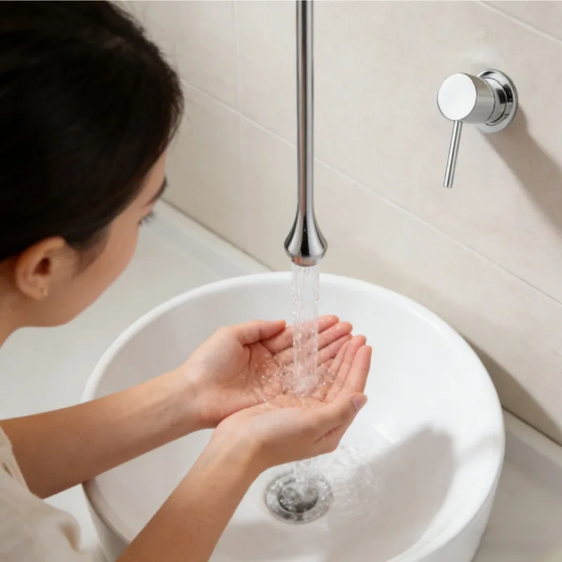 Brush Gold Ceiling Basin Faucet Bathroom Basin & Bathtub Tap Brass Wall Mounted Hot Cold Sink Water Mixer Brush Gold Black