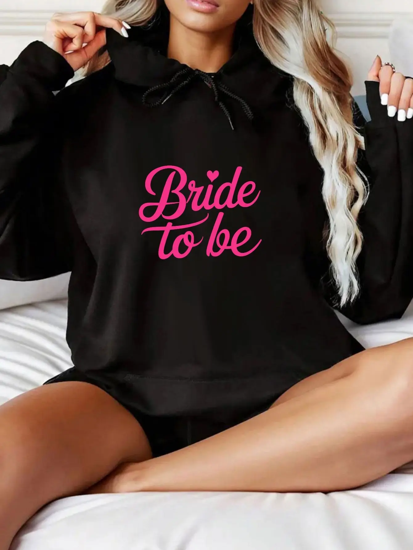 

Толстовка Bride To Be — женская черная толстовка с рисунком и розовыми надписями, свободный пуловер с капюшоном для свадебного душа