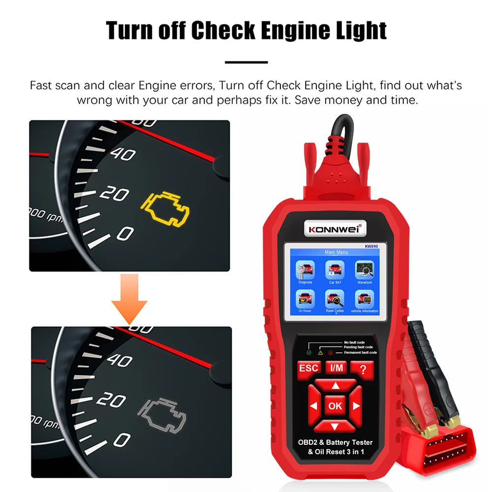 KONNWEI KW890 Auto OBD2 Scanner Car Diagnostic Instrument Service Light Reset Tool