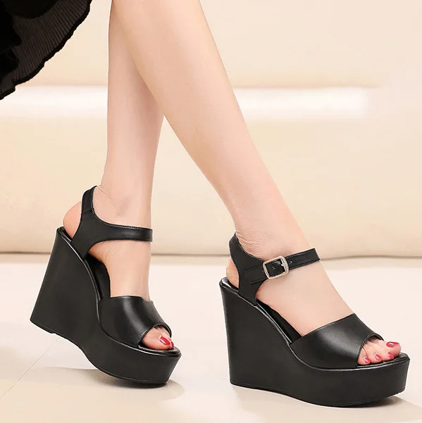 صنادل نسائية سوداء بكعب عالٍ من جلد البقر من EAGSITY ، صنادل بمقدمة مستدقة للنساء ، رباط منصة للكاحل ، مضخات بكعب عالٍ ، أحذية بحزام للكاحل #1