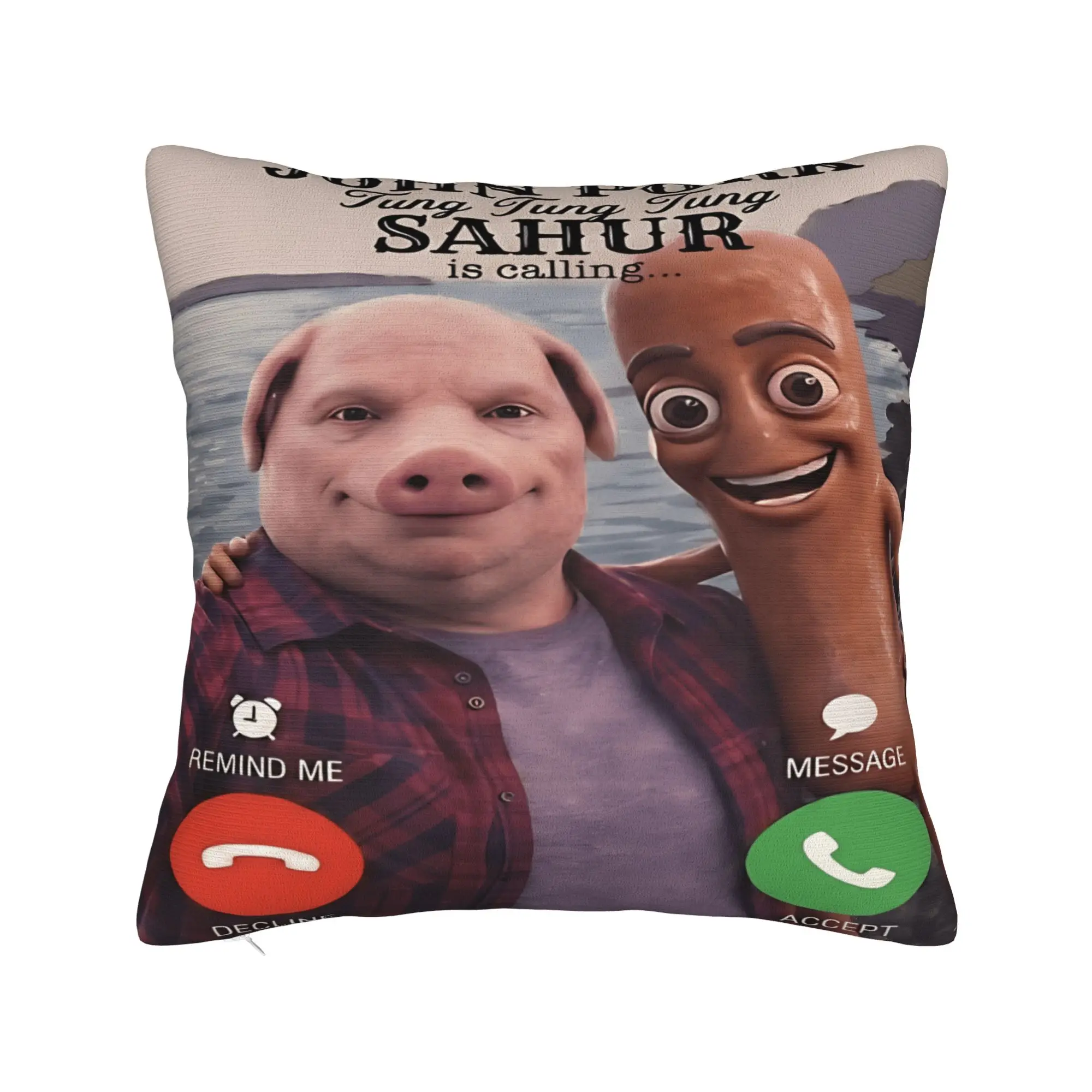 Pillow Cover John Pork Tung Sahur Brainrot calling Meme  Funny Pillow Case For Couch Sofa Bedroom Pillowcases