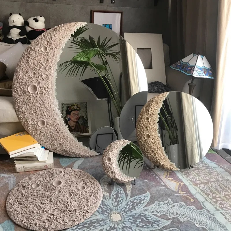 Luna carino specchio da parete soggiorno moderno vanità estetica specchio nordico appeso bagno funky grandi espelhos decorazioni per la casa