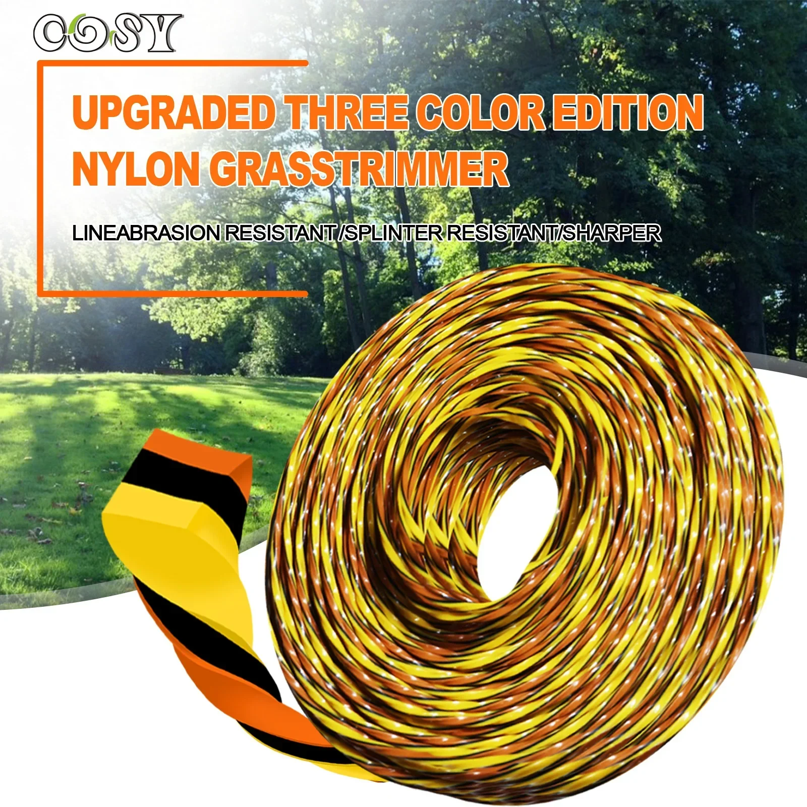 2mm/2.4mm/2.7mm/3mm*5m/10m/15m Upgrade Tricolor Nylon Grass Trimmer Line Round Brushcutter Trimmer Rope Lawn Mower Replacement