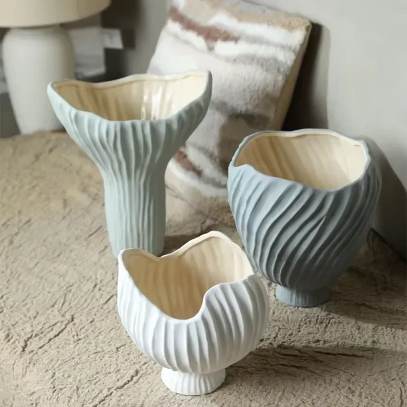 FENGDING Wabi Sabi minimalist style glazed ceramic art vase ornament home decoration, suitable for dried flower arrangement