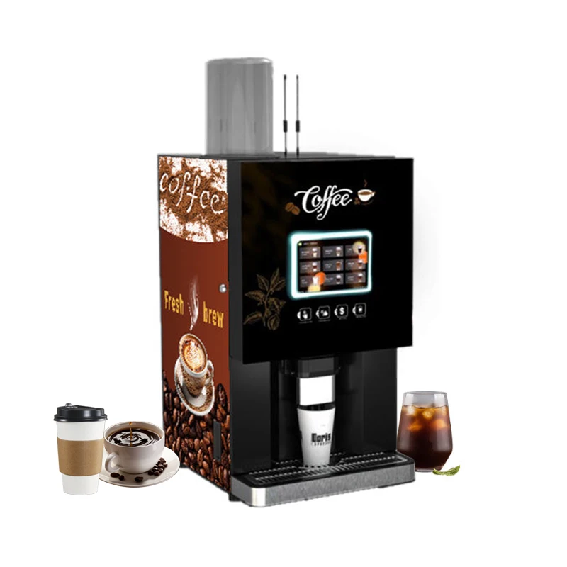Multi Function Bean To Cup Espresso Coffee Vending Machine 24 Hours Automatic For Subway And Hospital QR Card