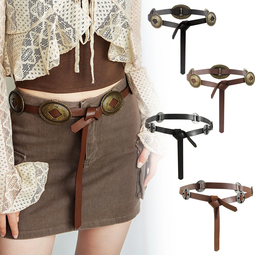 Vintage ethnic style carved metal belt Fashion Ladies personality trend No punch belt accessories