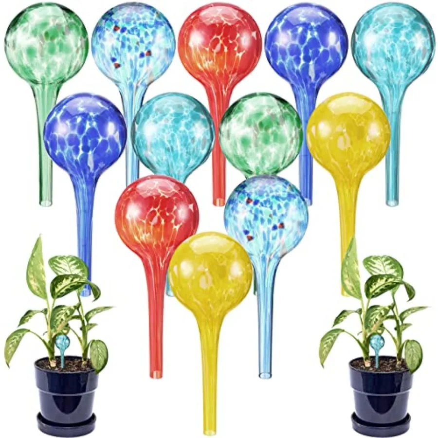 

Eccliy 12 Pcs Automatic Plant Watering Globes Glass Self Watering Bulbs Decorative Garden Waterer Cans Glass Drip Ball for Indo