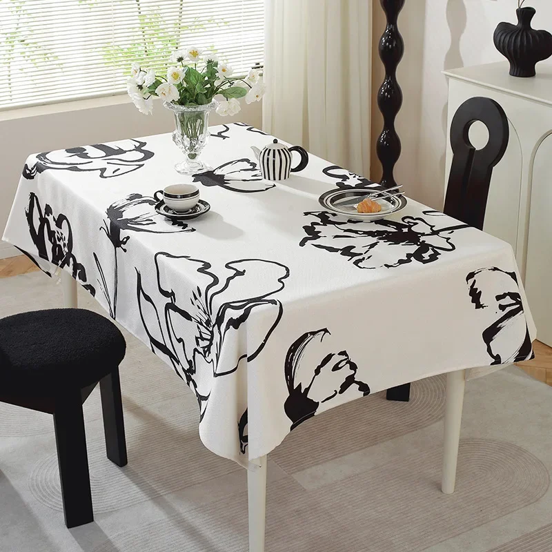 Minimalist Style Jacquard Rectangular Tablecloth Chinese Printing Tassel Coffee Table Cover Cloth Home Decoration Table Decor