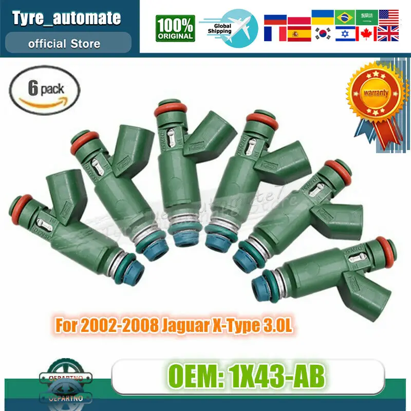 6PCS/Lot 1X43-AB OEM Fuel Injector Set For 2002-2008 Jaguar X-Type 3.0L