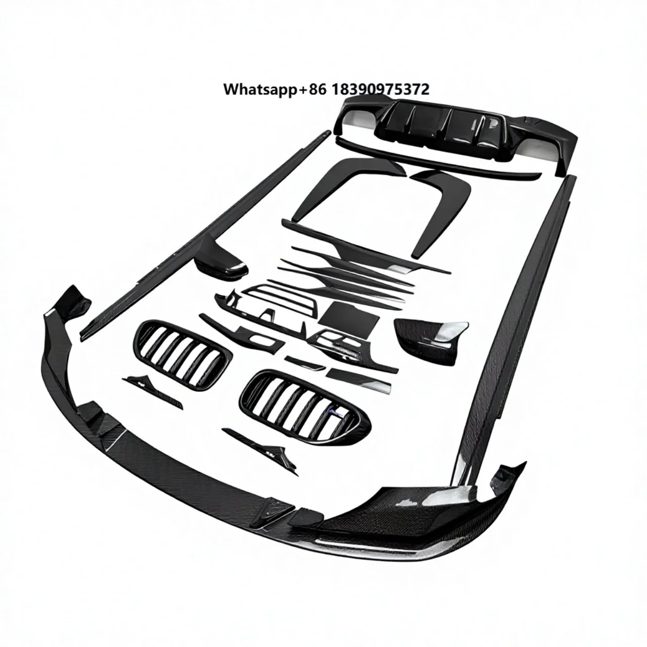 New Dry Carbon Fiber Glossy Twill Weave Add-on Car Body Kits for 5 Series F90 M5 Front Diffuser Rear Spoiler Side Skirt