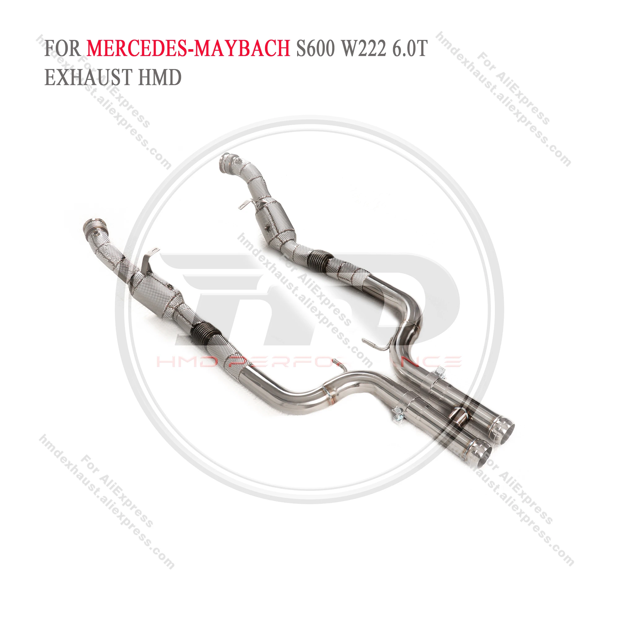 HMD Exhaust System High Flow Performance Downpipe for Mercedes Benz Maybach S600 W222  V12 6.0T With Heat Shield