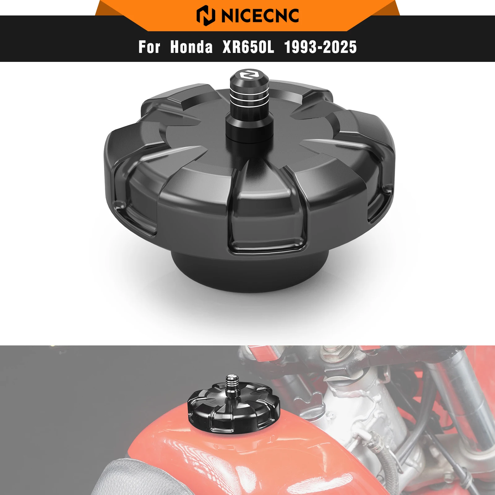 NICECNC Motorcycle Gas Cap For Honda XR650L XR 650L 1993-2025 Billet Aluminum Fuel Tank Cover Keyless Gas Tank Cap One-Way Valve