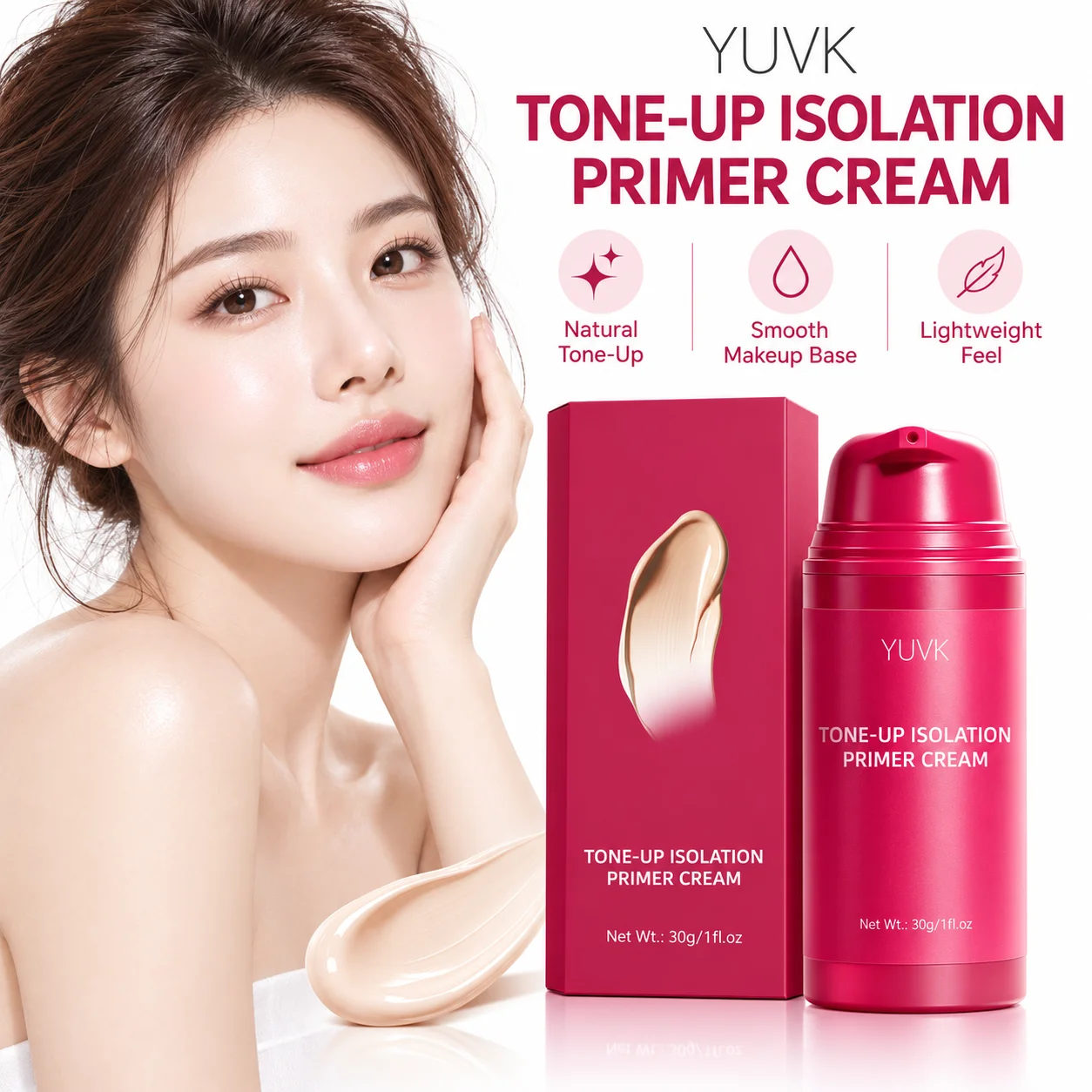 Color Changing Primer Cream Tone Up Isolation Base Brightening Concealer BB Cream Lightweight Smooth Fit Long Wear Makeup Primer